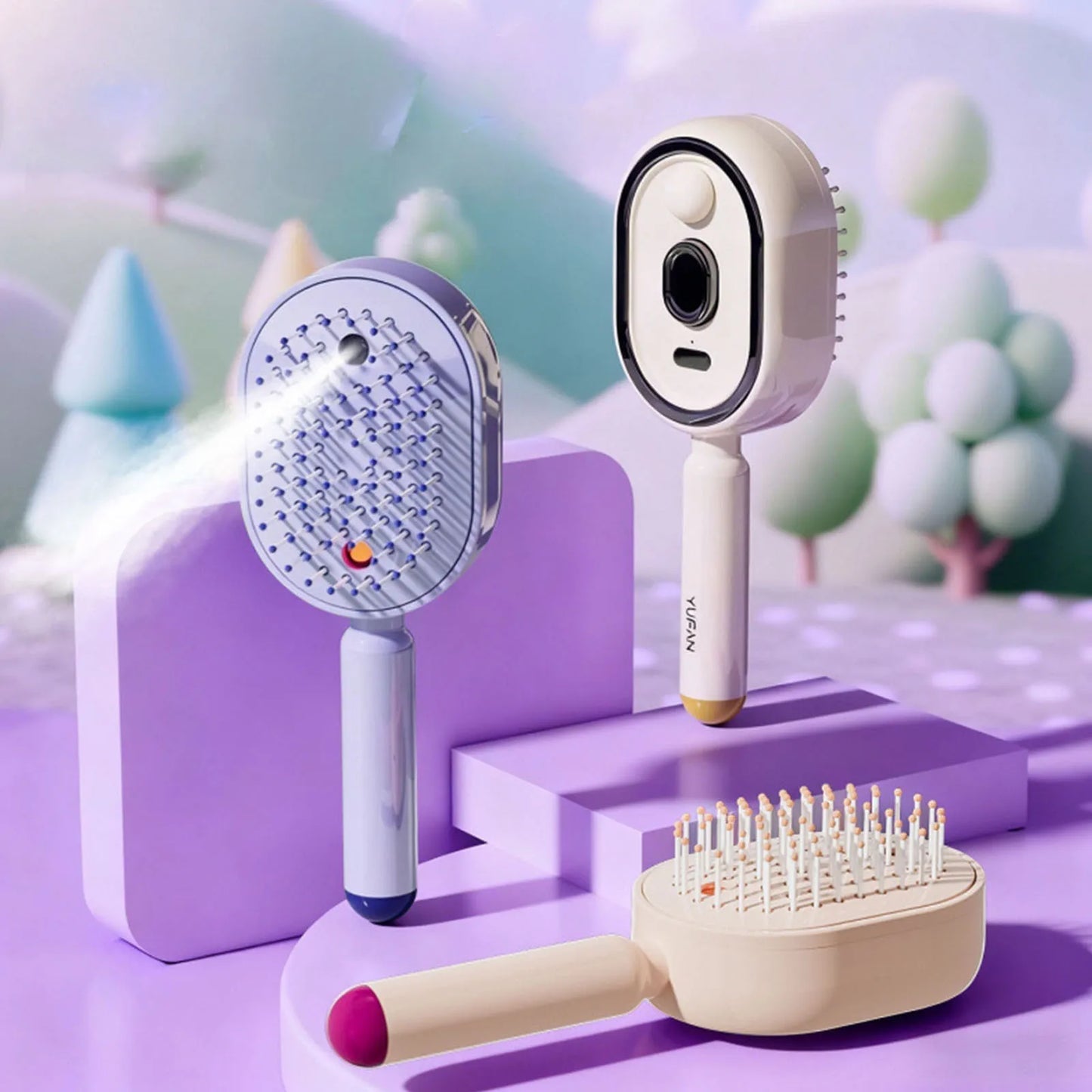 Escova a Vapor Elétrica | USB-C | Alisamento, Hidratação e Controlo do Frizz